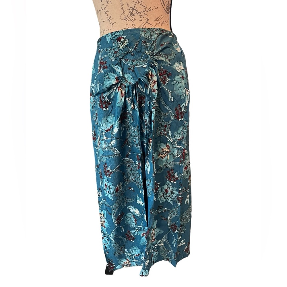 BOG, Band of the Free CELENE TEAL FLORAL LAYERED MIDI SKIRT, size L, new w/ tags - Picture 5 of 9